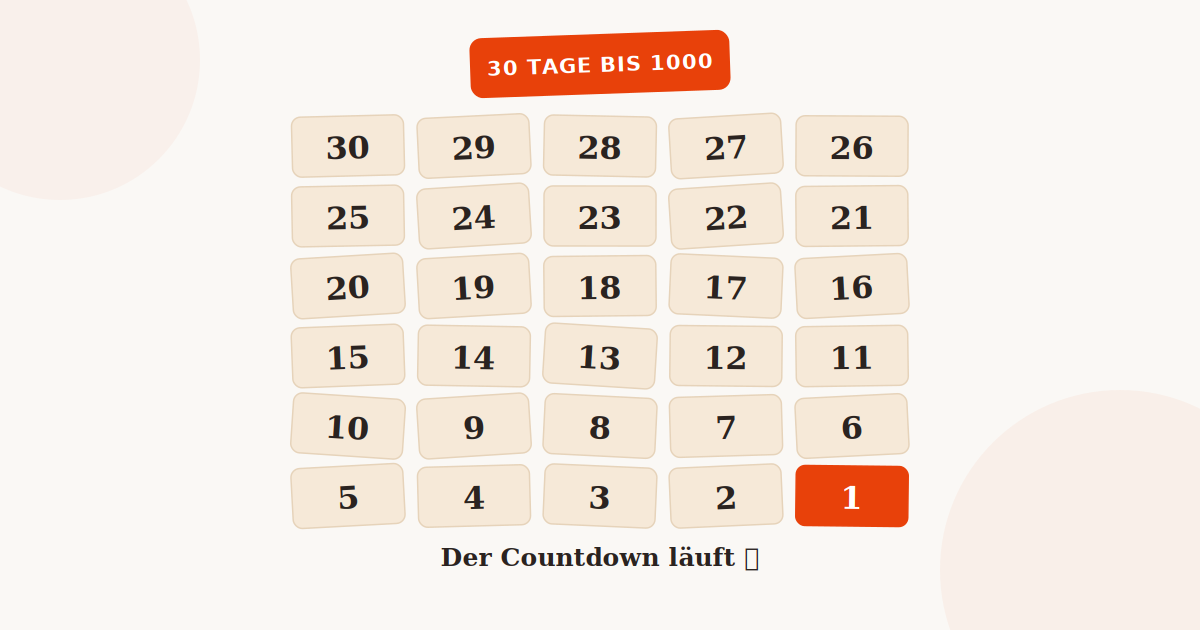 Aufzählung von 30 Tagen